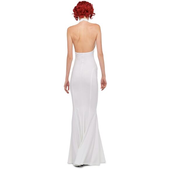 Norma Kamali Halter Fishtail Gown in Snow White - Picture 4 of 12